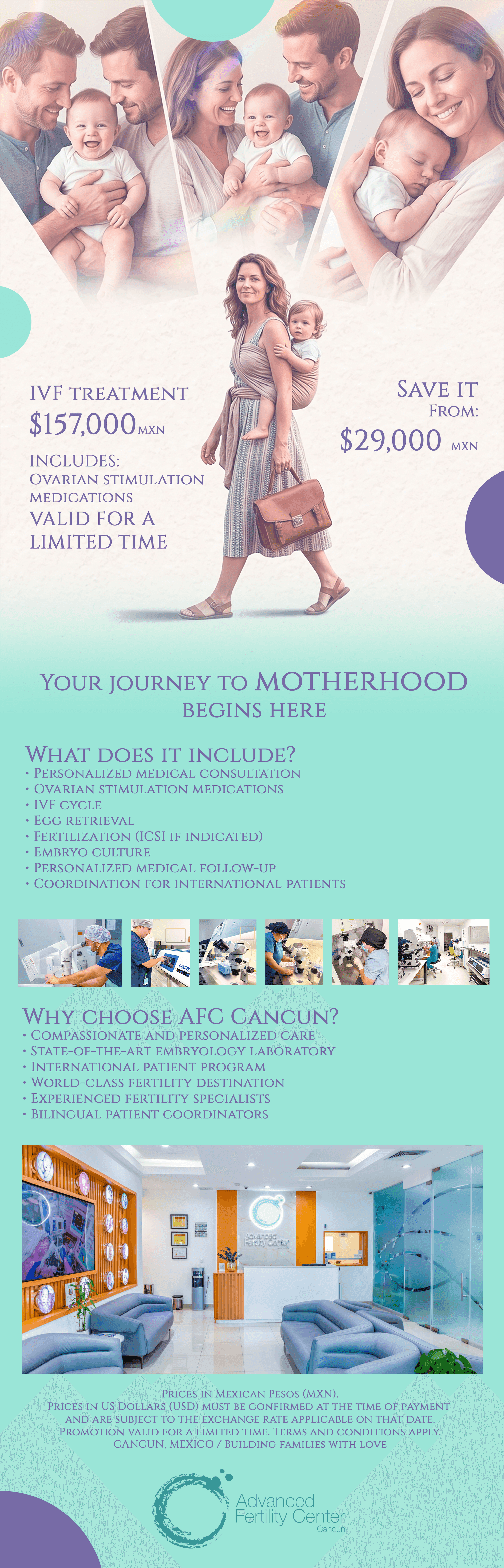 IVF Promotion - Treatment $157,000 MXN - Advanced Fertility Center Cancun
