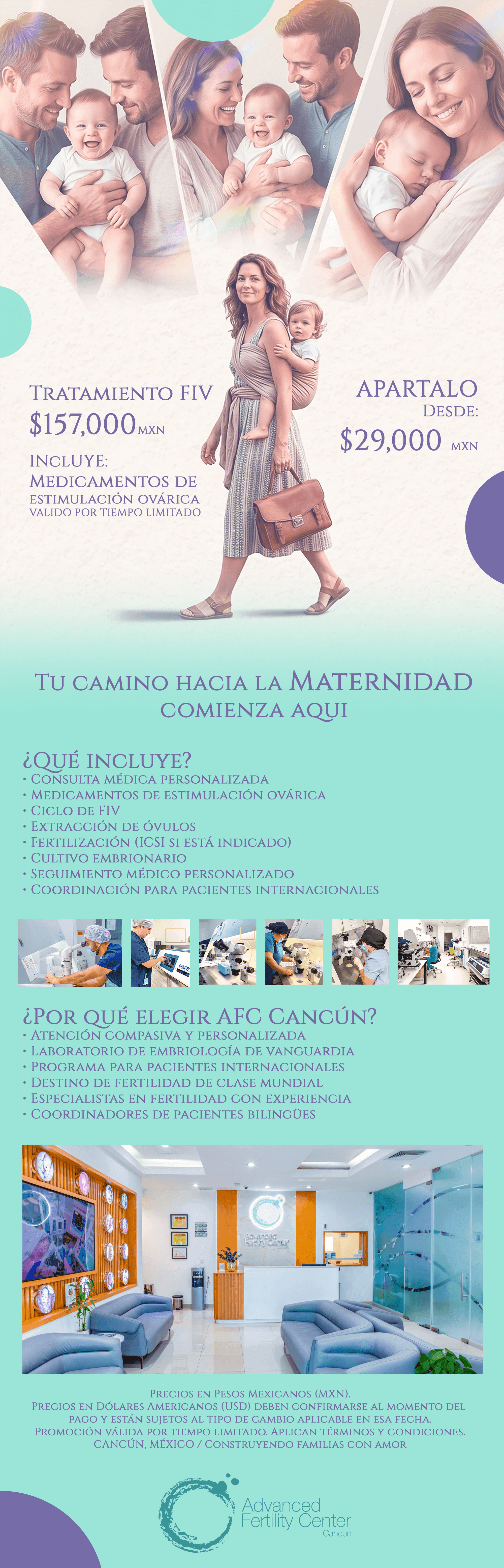 Promoción FIV - Tratamiento $157,000 MXN - Advanced Fertility Center Cancún